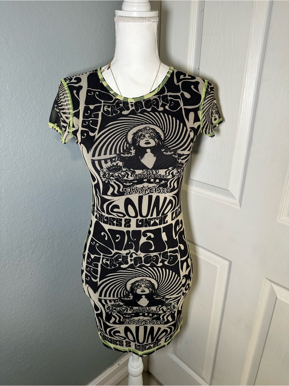 Urban outfitters San Fran Printed Mesh Mini dress